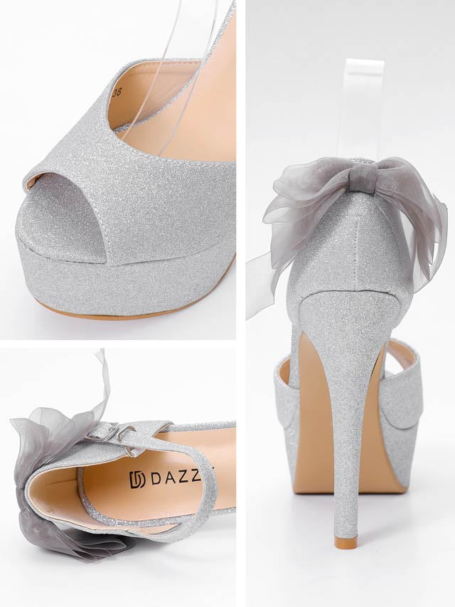 6/20新作![12.5cmヒール]オーロララメストライプオープントゥパンプス[dazzyオリジナル]