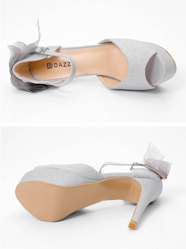 6/20新作![12.5cmヒール]オーロララメストライプオープントゥパンプス[dazzyオリジナル]