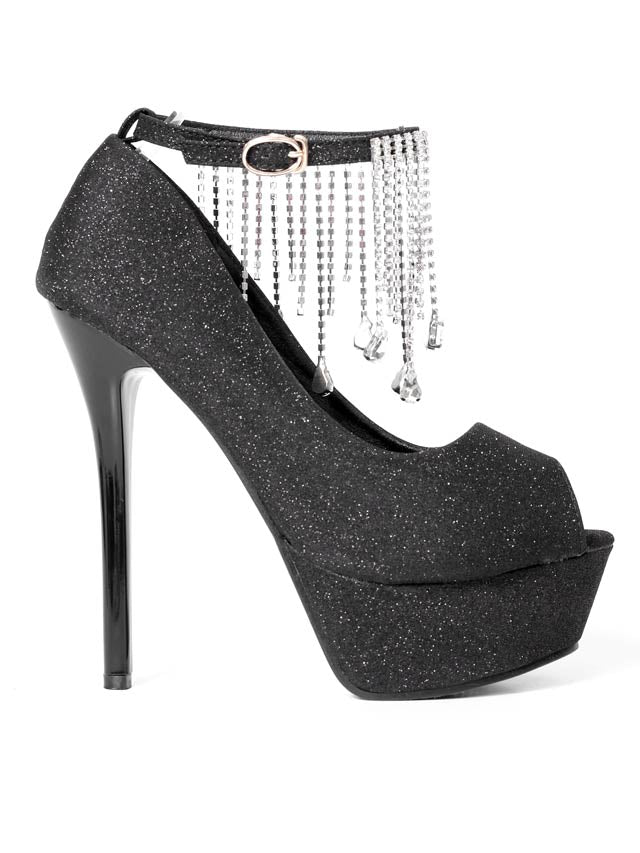 7/2新作![13.5cmヒール]ゴージャスラメビジューフリンジオープントゥパンプス[dazzyオリジナル]