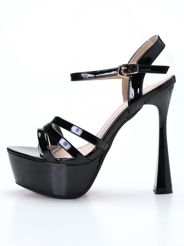 [13cmヒール]ワンカラーナローストラップサンダル[dazzyオリジナル]