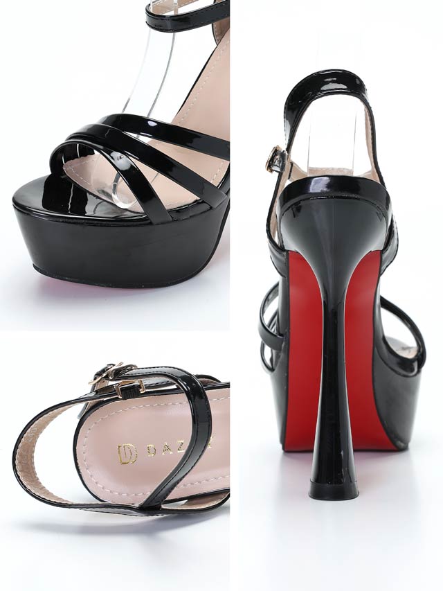 [13cmヒール]ワンカラーナローストラップサンダル[dazzyオリジナル]