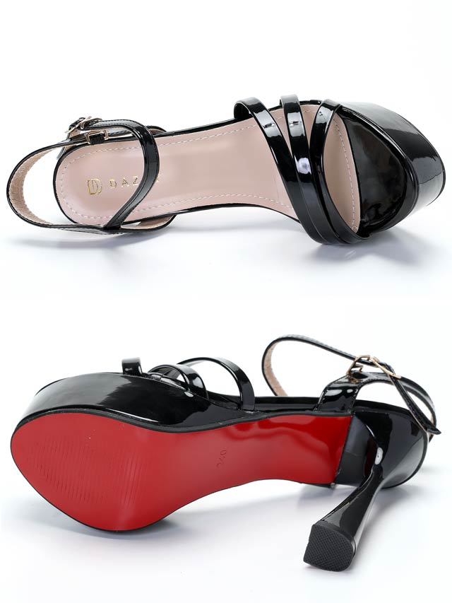 [13cmヒール]ワンカラーナローストラップサンダル[dazzyオリジナル]