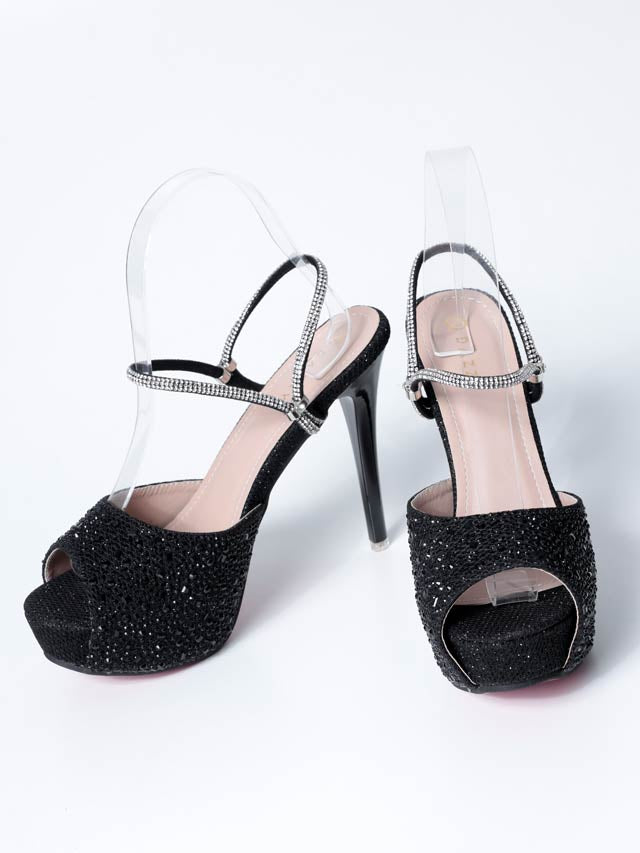 6/4新作![12cmヒール]シャイニーラインストーンストラップサンダル[dazzyオリジナル]