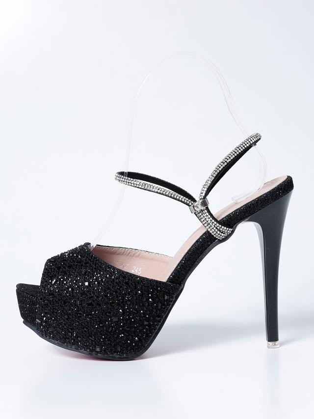 6/4新作![12cmヒール]シャイニーラインストーンストラップサンダル[dazzyオリジナル]