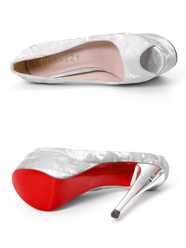 7/7新作![15cmヒール]メタリックマーブルオープントゥパンプス[dazzyオリジナル]