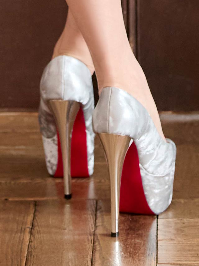 7/7新作![15cmヒール]メタリックマーブルオープントゥパンプス[dazzyオリジナル]