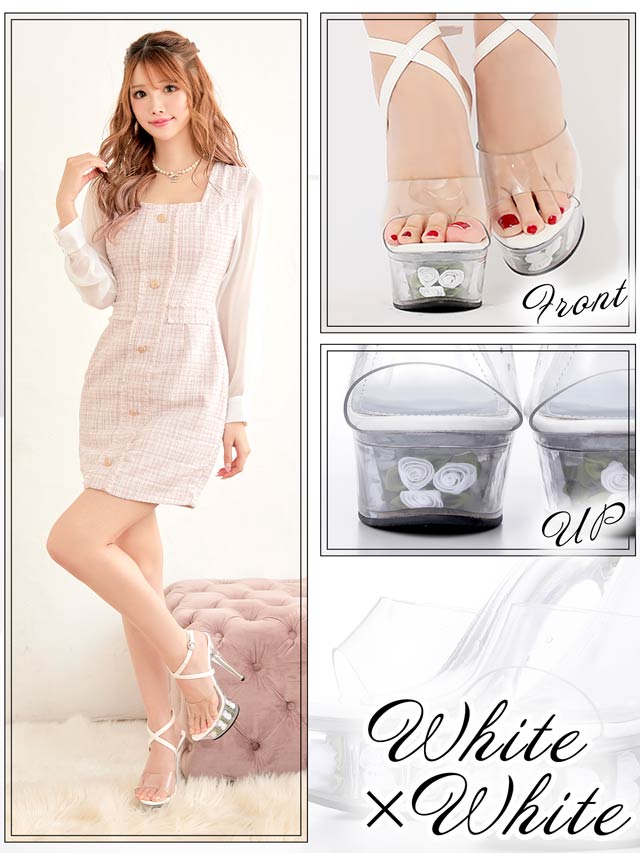 7/3再入荷!【今限定!お試し価格】[15cmヒール]2段ローズインソール最強美脚15cmピンヒールグラデーション薔薇サンダル[dazzyオリジナル]