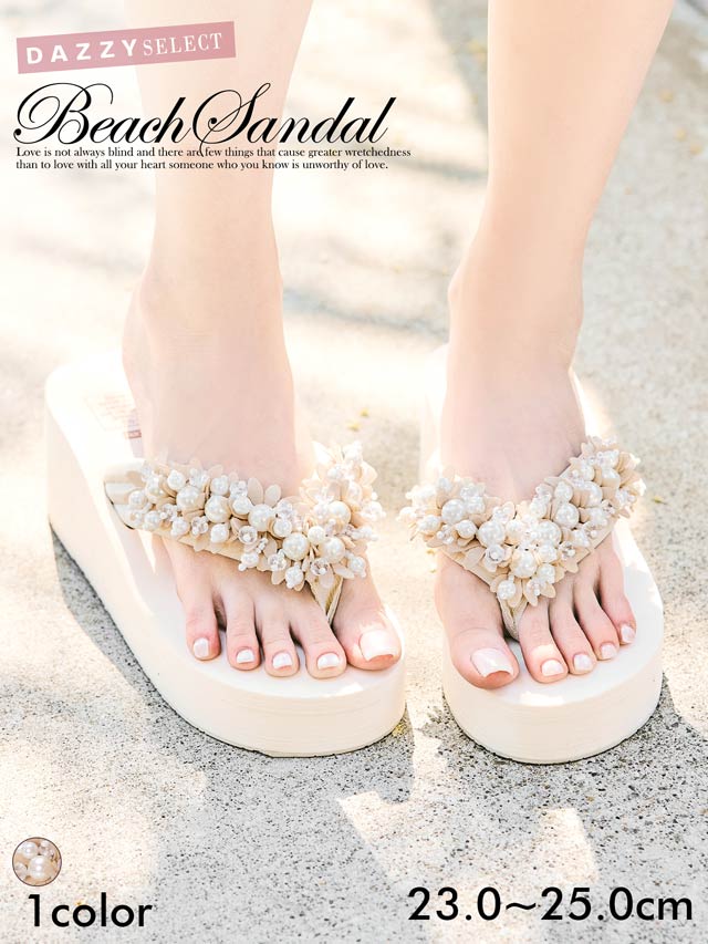 クリスタルパールフラワービーチサンダル【dazzy beach/2025ビキニ】