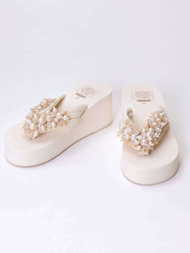 クリスタルパールフラワービーチサンダル【dazzy beach/2025ビキニ】