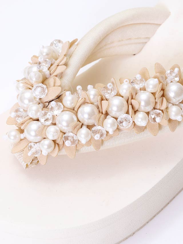 クリスタルパールフラワービーチサンダル【dazzy beach/2025ビキニ】