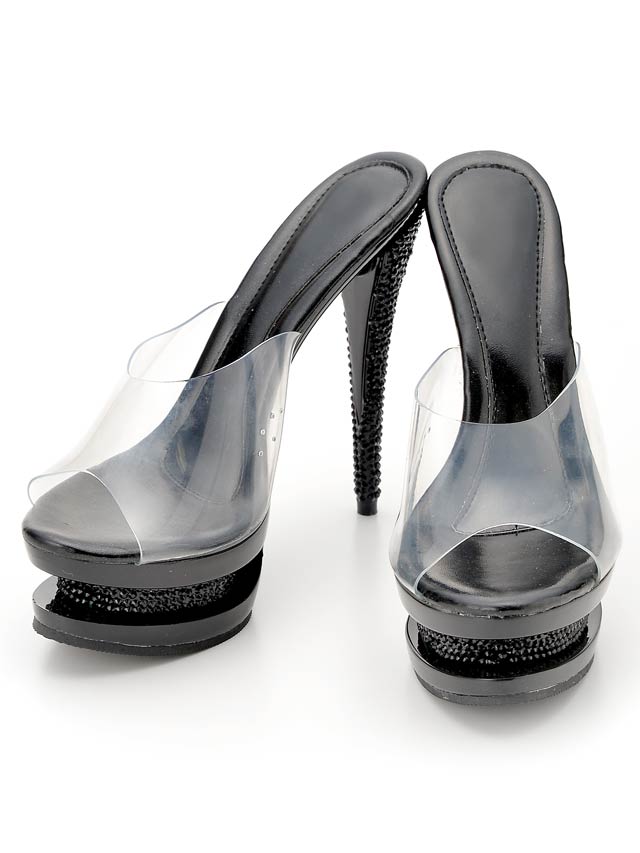 7/10再入荷![14cmヒール]ラインストーンクリア美脚オープントゥサンダル