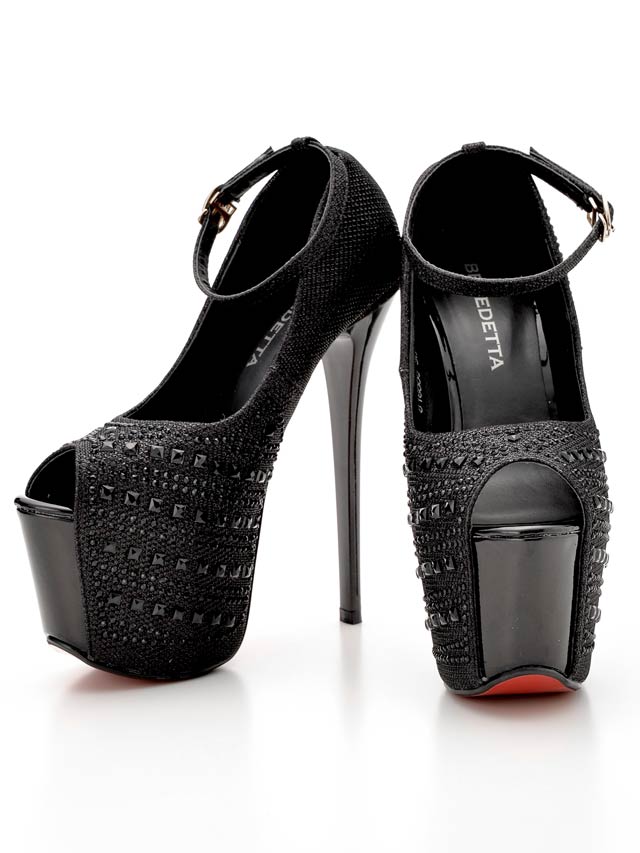 7/25再入荷![16cmヒール]ストラップ付きビジューオープントゥパンプス