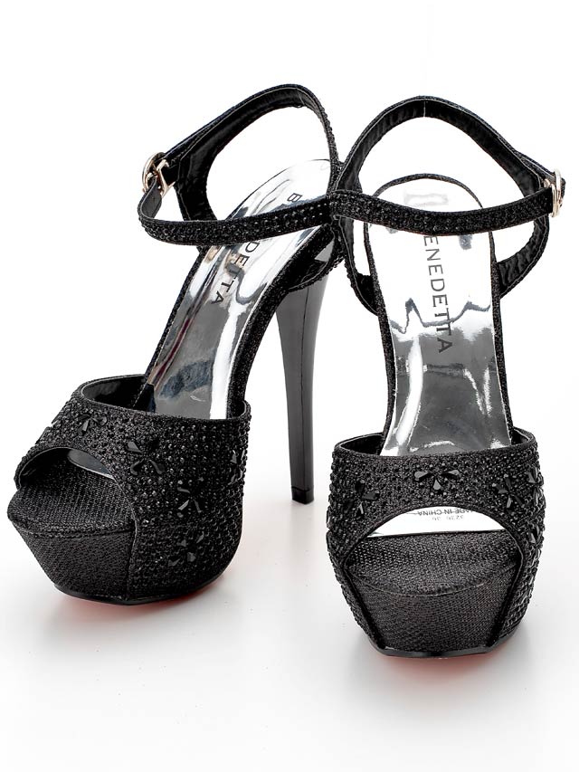 7/25再入荷![14cmヒール]ベルト付きビジュー美脚サンダル