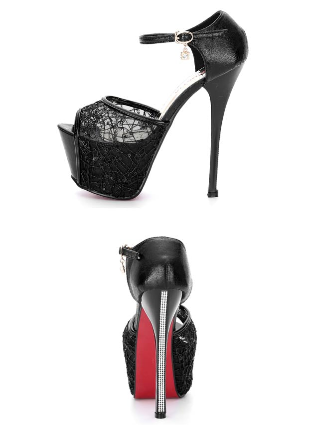 7/25再入荷![16cmヒール]チャーム付き美脚オープントゥサンダル