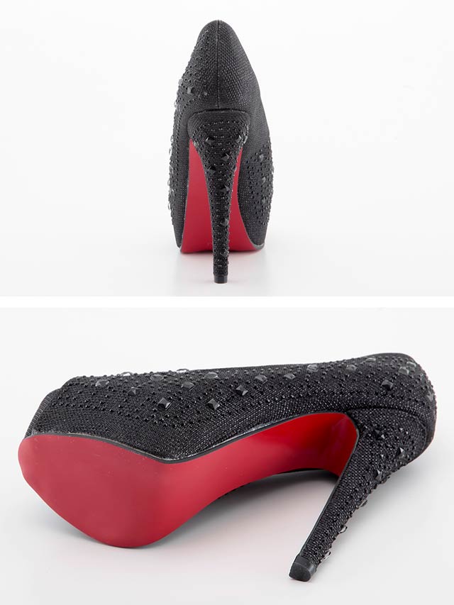 7/25再入荷![14cmヒール]ビジュー付きオープントゥ美脚パンプス