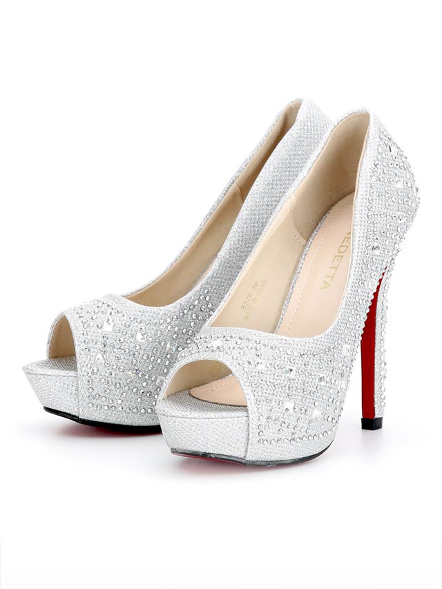 7/25再入荷![12cmヒール]ビジューオープントゥ美脚パンプス