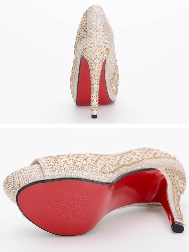 7/25再入荷![12cmヒール]ビジューオープントゥ美脚パンプス