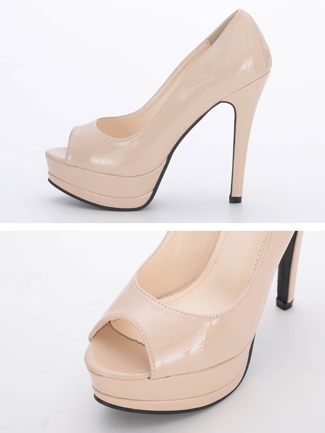 7/25再入荷![12.5cmヒール]ワンカラーオープントゥパンプス