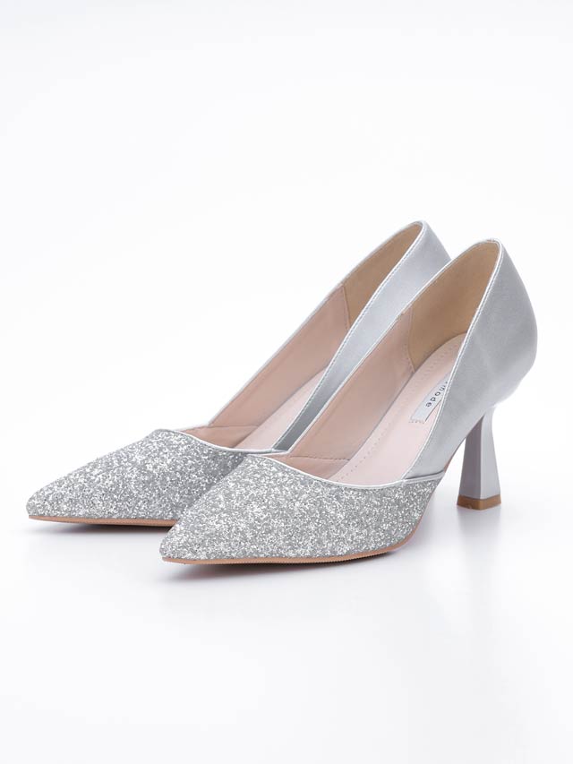 7/25再入荷![7cmヒール]グリッターエナメルパンプス