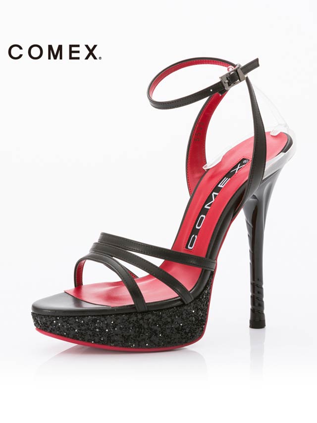 7/25再入荷![13cmヒール]グリッターストームストラップサンダル[5533][COMEX]