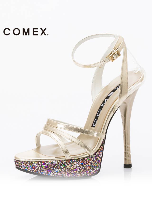 7/25再入荷![13cmヒール]グリッターストームストラップサンダル[5533][COMEX]