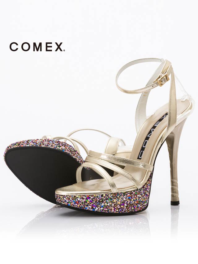 7/25再入荷![13cmヒール]グリッターストームストラップサンダル[5533][COMEX]