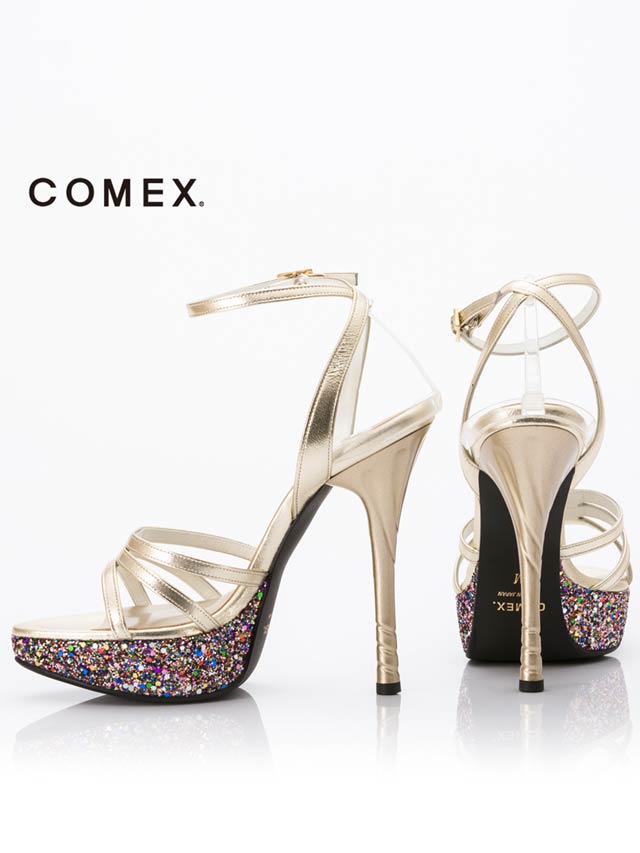 7/25再入荷![13cmヒール]グリッターストームストラップサンダル[5533][COMEX]