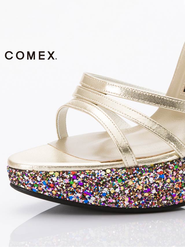 7/25再入荷![13cmヒール]グリッターストームストラップサンダル[5533][COMEX]
