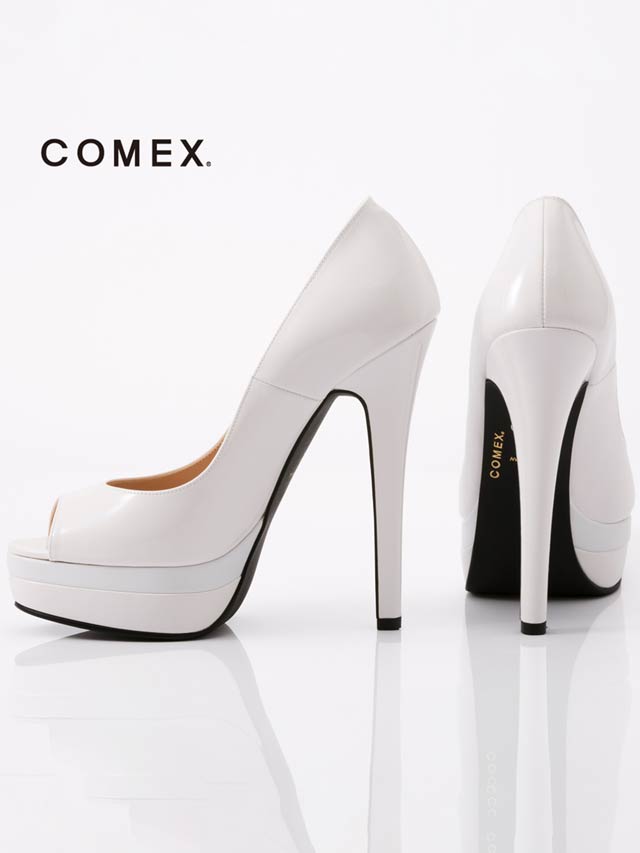 7/25再入荷![14cmヒール]エナメルオープントゥパンプス[5503][COMEX]