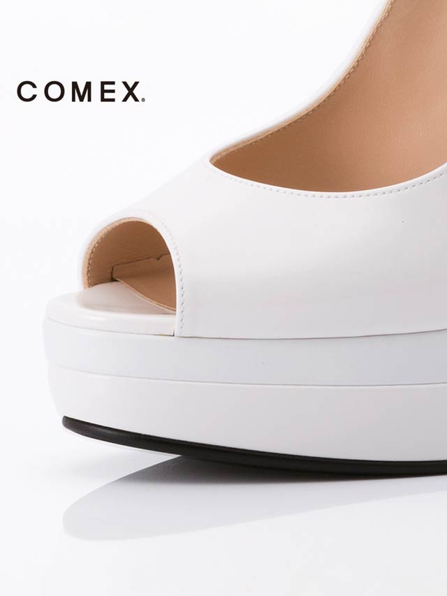 7/25再入荷![14cmヒール]エナメルオープントゥパンプス[5503][COMEX]