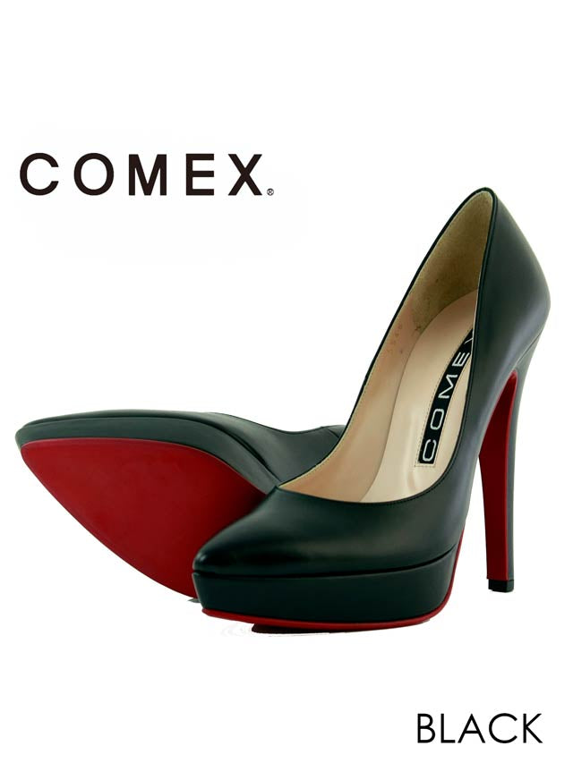 7/25再入荷![13cmヒール]ブラックエナメルxスエードパンプス[5545][COMEX]