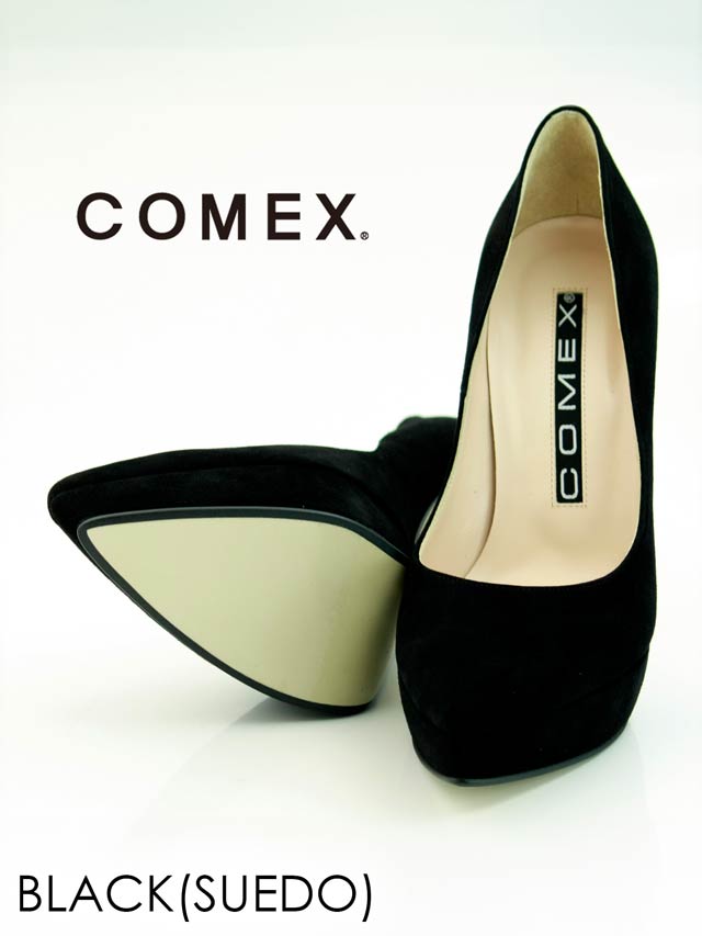 7/25再入荷![13cmヒール]ブラックエナメルxスエードパンプス[5545][COMEX]