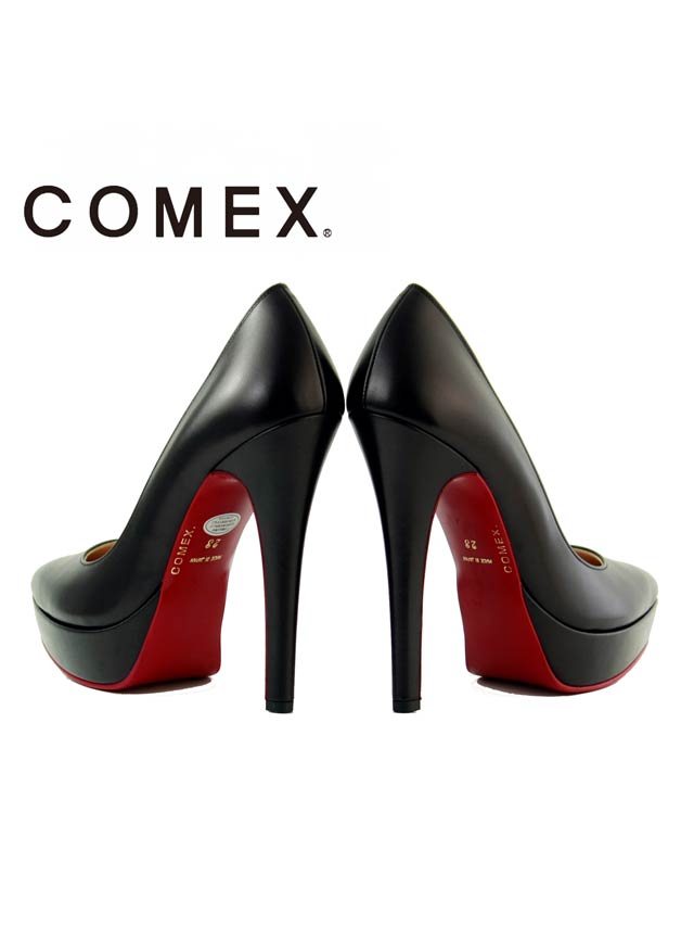 7/25再入荷![13cmヒール]ブラックエナメルxスエードパンプス[5545][COMEX]