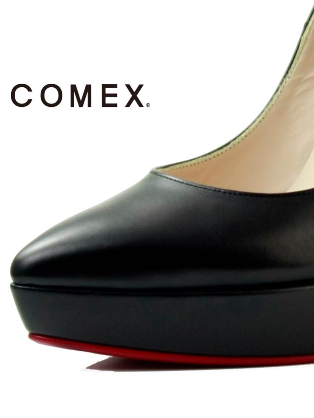 7/25再入荷![13cmヒール]ブラックエナメルxスエードパンプス[5545][COMEX]
