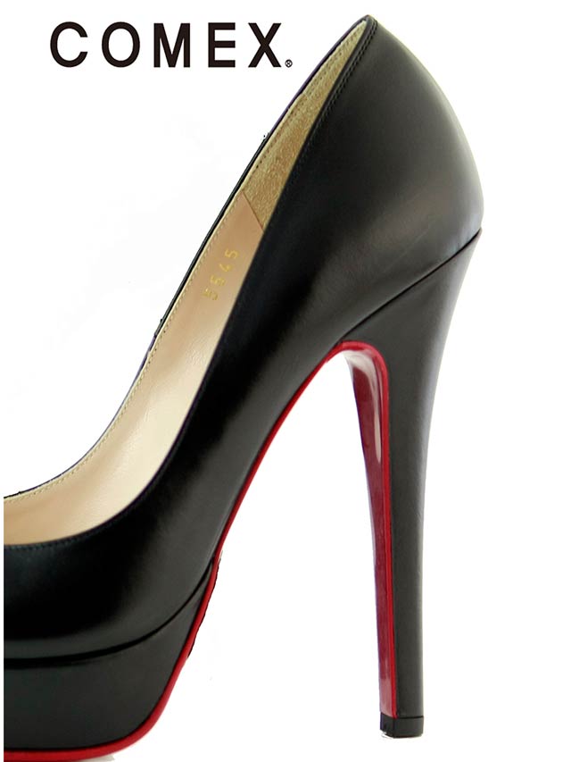 7/25再入荷![13cmヒール]ブラックエナメルxスエードパンプス[5545][COMEX]