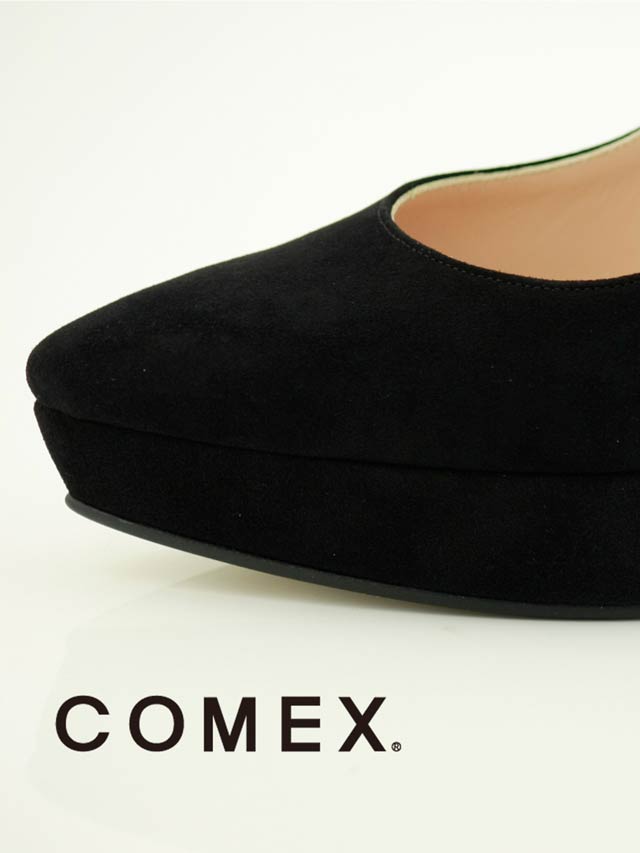 7/25再入荷![13cmヒール]ブラックエナメルxスエードパンプス[5545][COMEX]