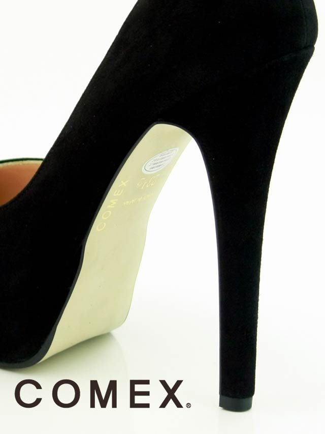 7/25再入荷![13cmヒール]ブラックエナメルxスエードパンプス[5545][COMEX]