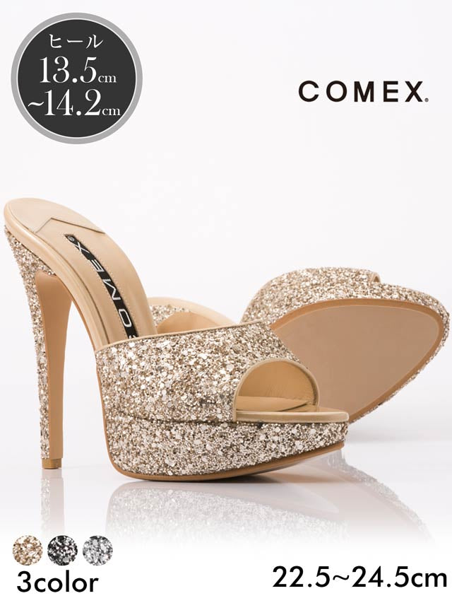7/25再入荷![14cmヒール]グリッターラメサンダル[5647][COMEX]