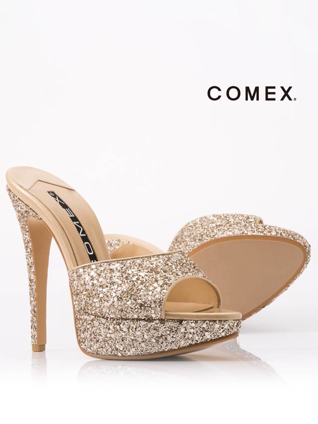 7/25再入荷![14cmヒール]グリッターラメサンダル[5647][COMEX]