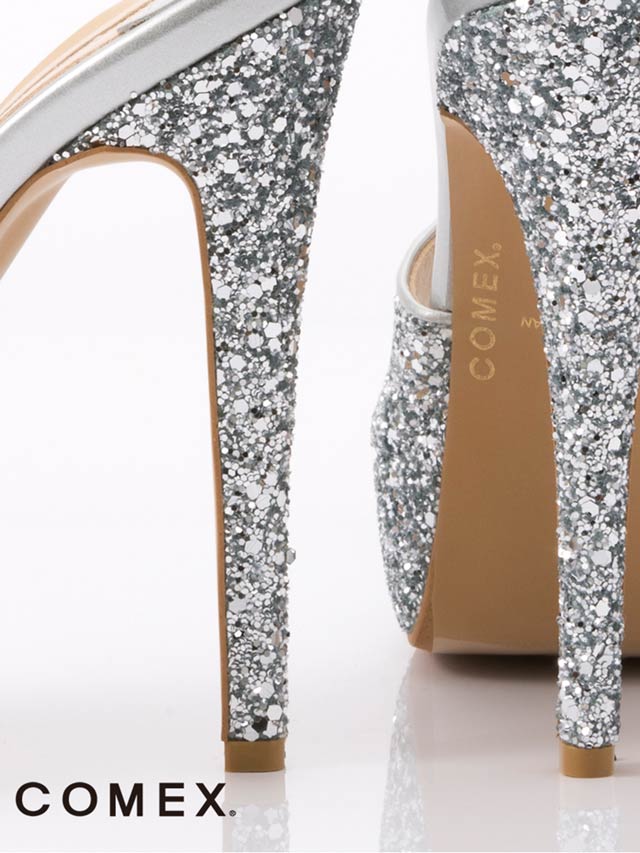 7/25再入荷![14cmヒール]グリッターラメサンダル[5647][COMEX]