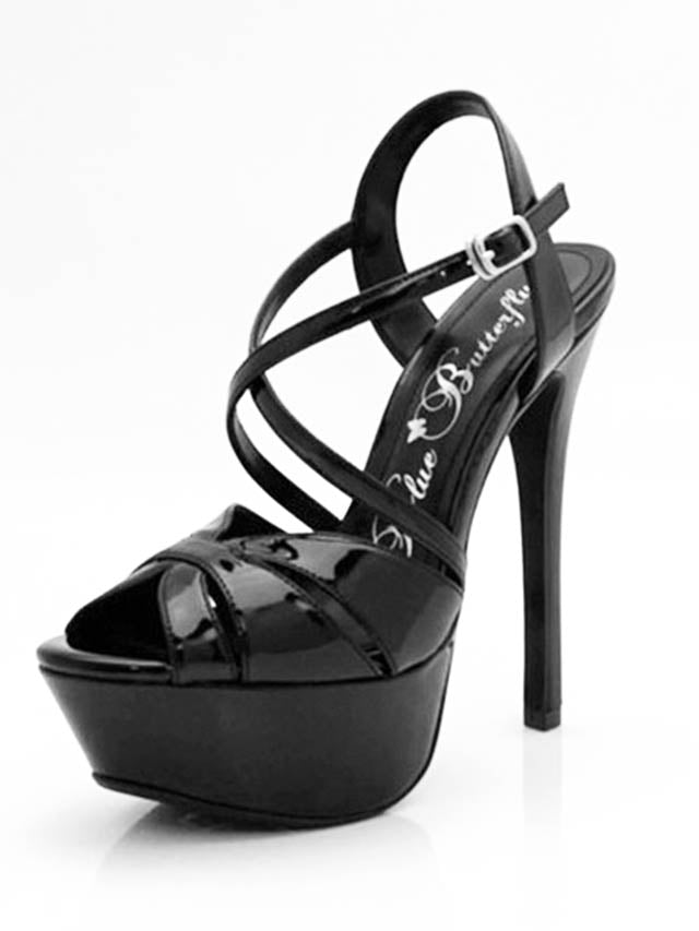 7/25再入荷![16cmヒール]クロスストラップサンダル[9005][Blue Butterfly]