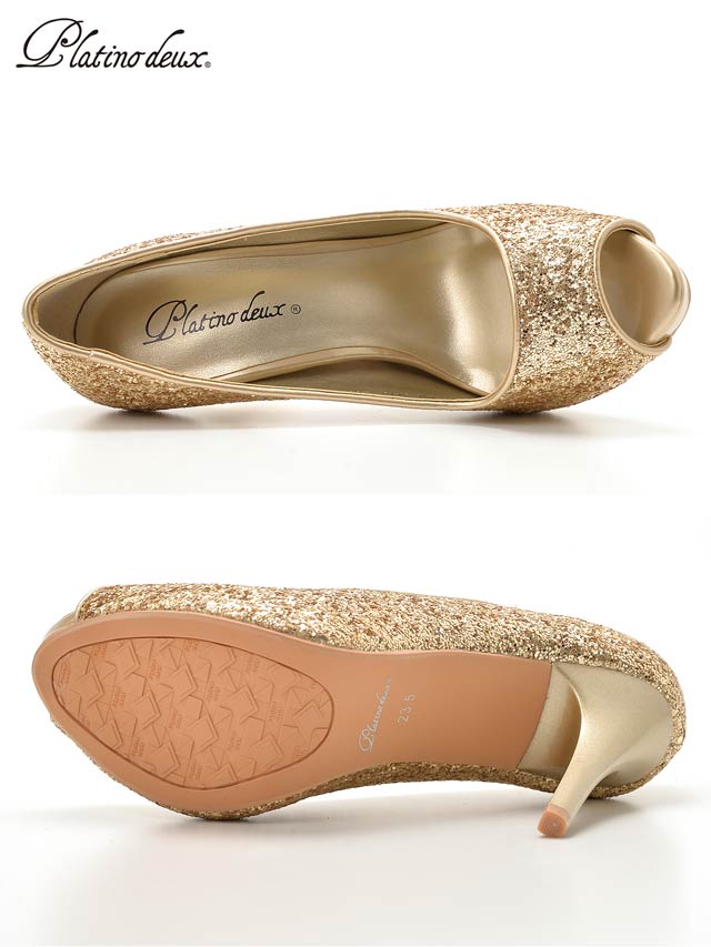 7/25再入荷![11cmヒール]グリッターラメオープントゥパンプス[3473][COMEX]