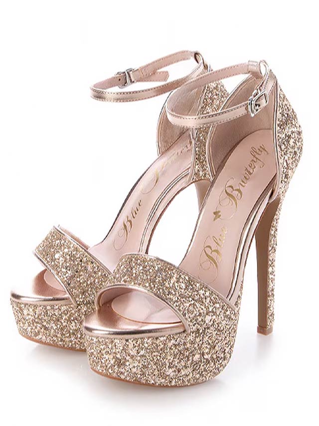 7/25再入荷![15cmヒール]グリッターラメプラットフォームサンダル[9001a][COMEX]