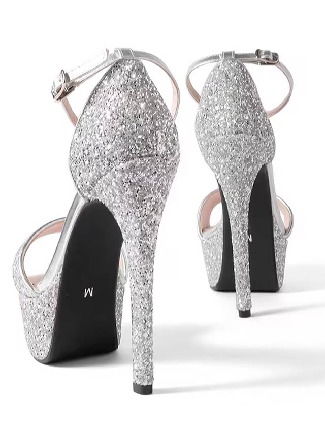 7/25再入荷![15cmヒール]グリッターラメプラットフォームサンダル[9001a][COMEX]