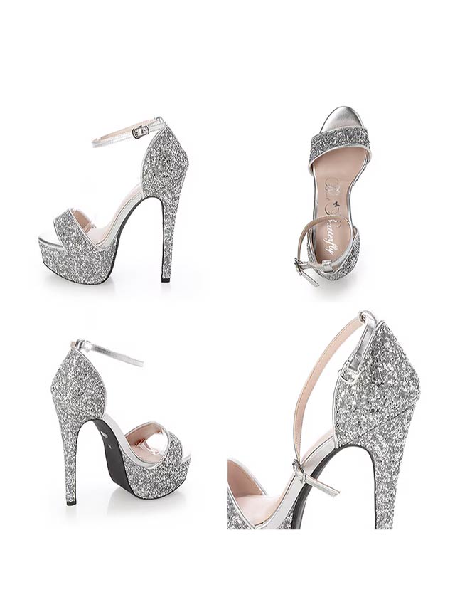 7/25再入荷![15cmヒール]グリッターラメプラットフォームサンダル[9001a][COMEX]