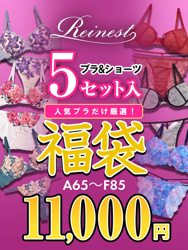 7/12再販!【Reinest】ブラジャー＆ショーツ5点組入り福袋[推し]