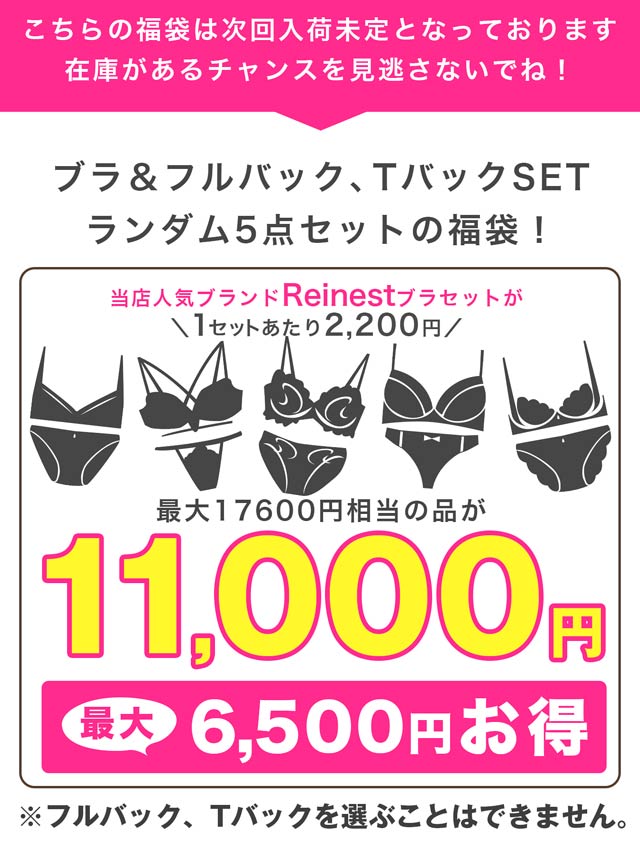 7/12再販!【Reinest】ブラジャー＆ショーツ5点組入り福袋[推し]