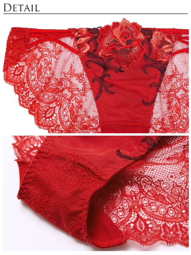 7/29再販!【Reinest】クラッシーディープローズブラジャー&バック透けフルバックショーツ[推し]