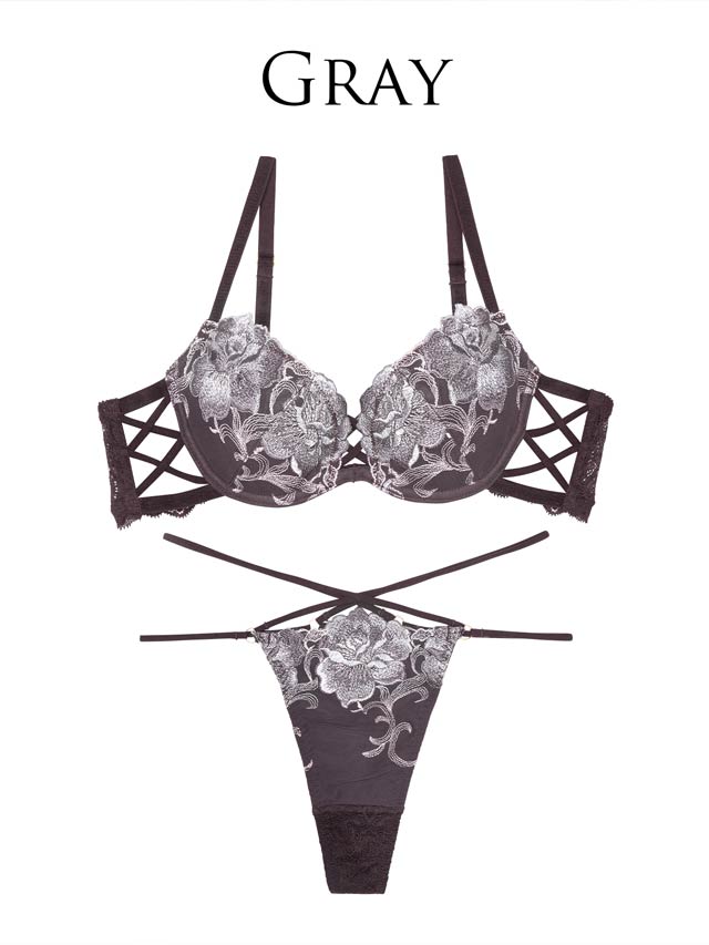 7/29再販!【Tバック】【Reinest】クラッシーディープローズブラジャー&バック透けTバックショーツ[推し]