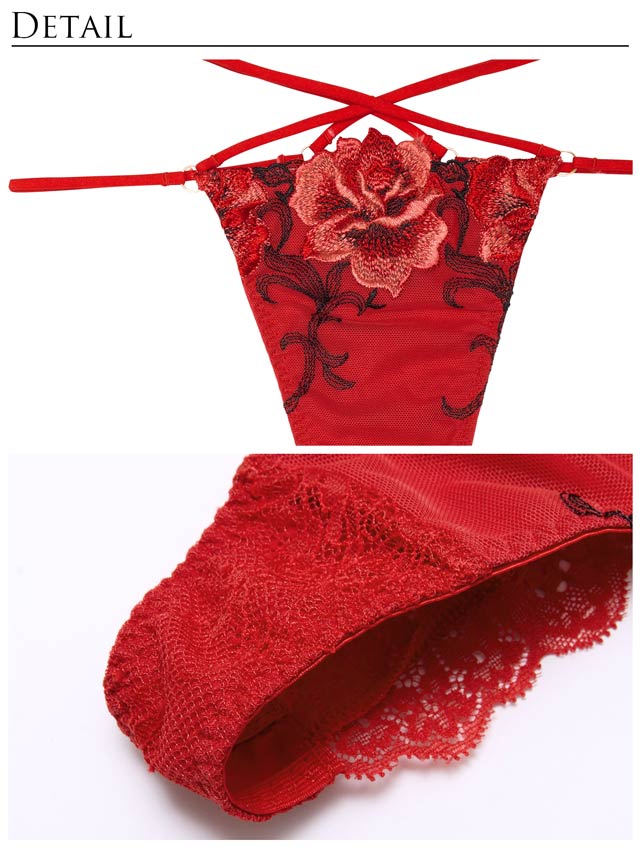 7/29再販!【Tバック】【Reinest】クラッシーディープローズブラジャー&バック透けTバックショーツ[推し]